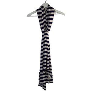 Victoria's Secret OS Jersey Knit Scarf Navy White Pink Striped Super Soft NEW